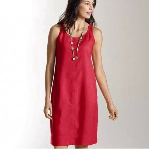 J. Jill Strawberry Linen Blend Laggenlook Shift Dress - Picture 1 of 4